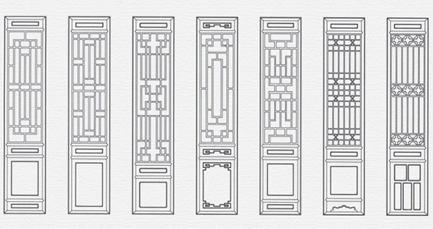 芒康常用中式仿古花窗图案隔断设计图